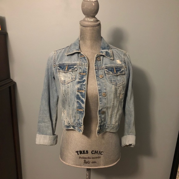 Hollister Jackets & Blazers - Cropped Light Wash Denim Jacket